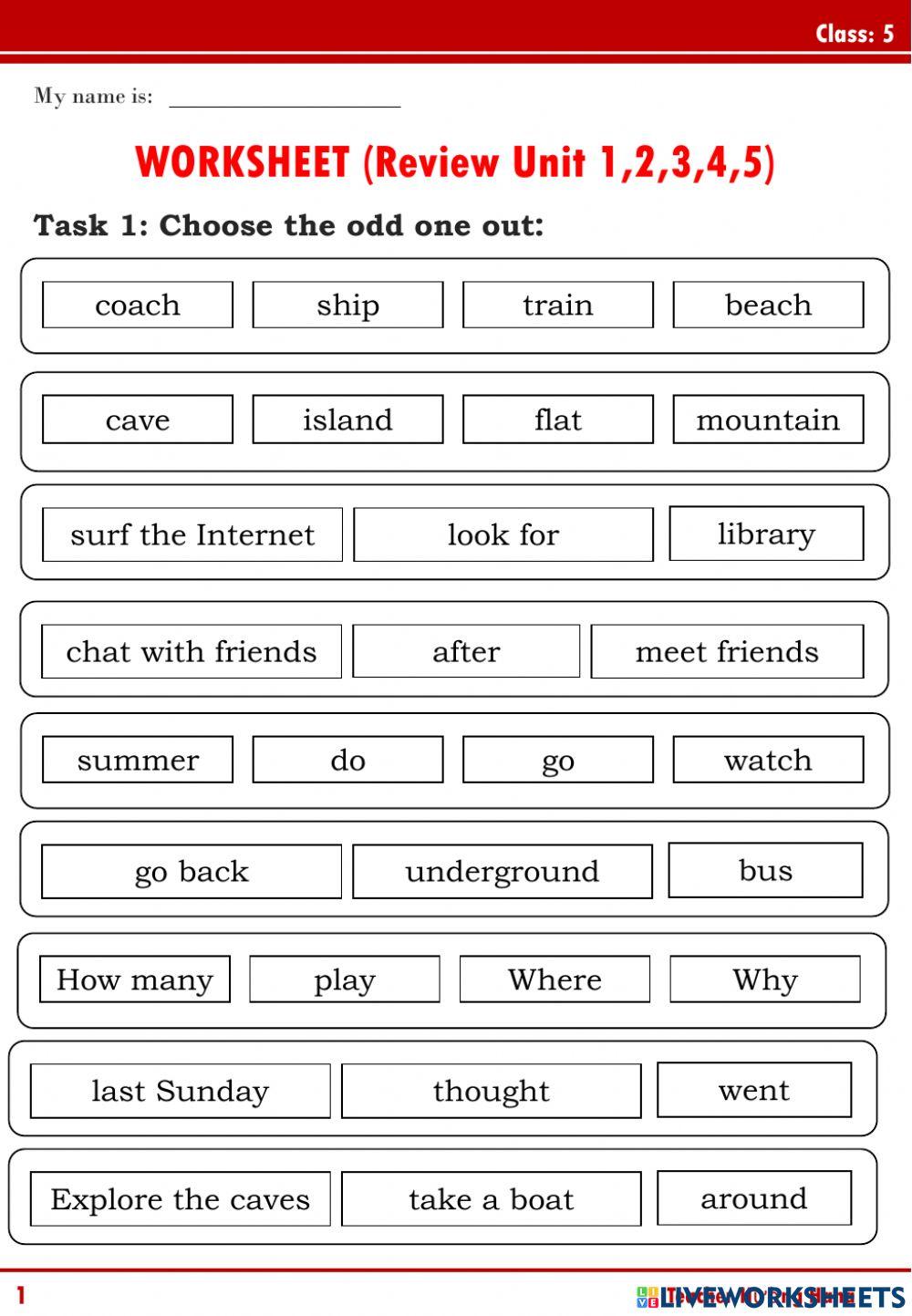 English 5 (Review U1,2,3,4,5)