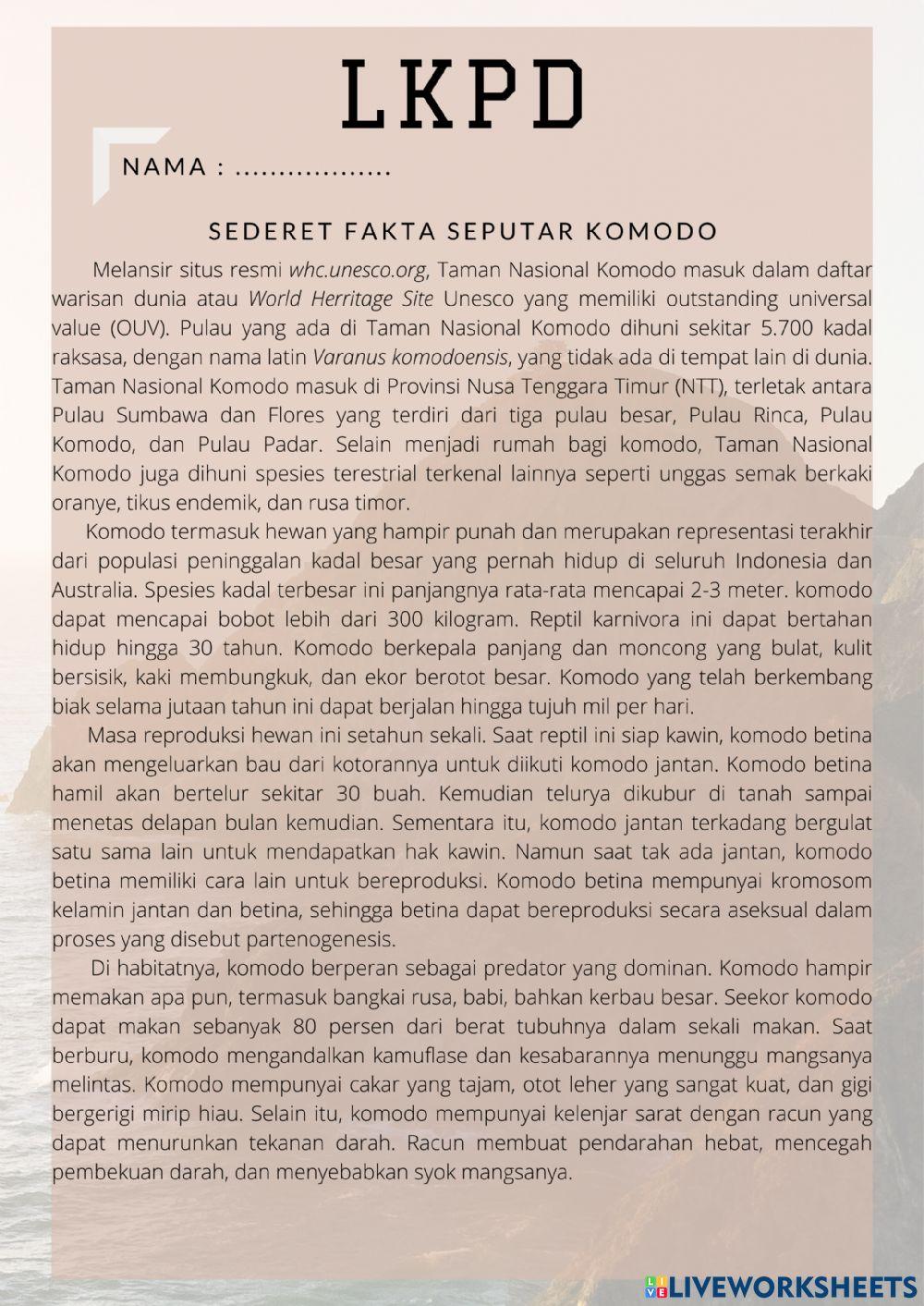 Soal Literasi Kelas V bagian 7
