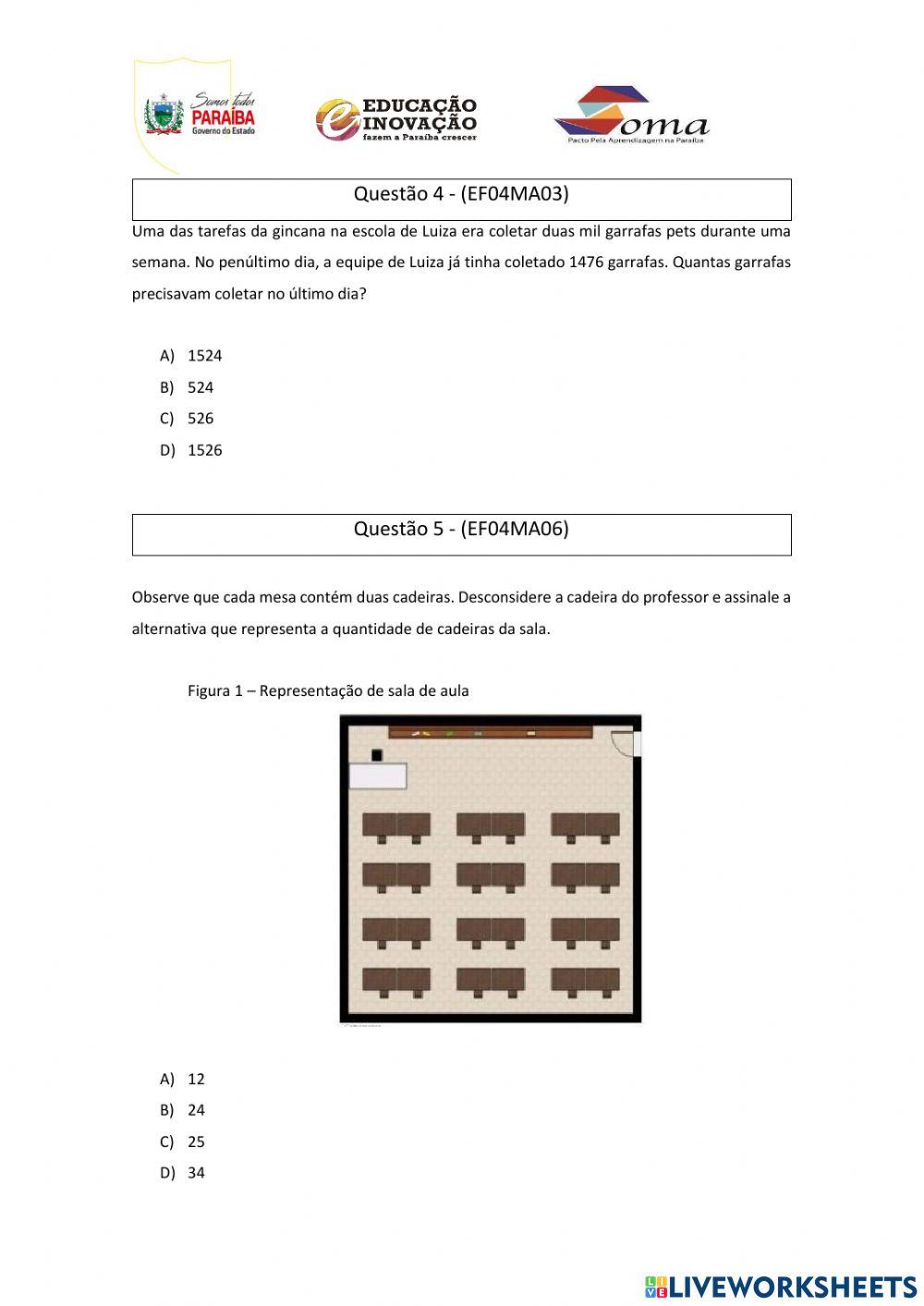 Simulado de matemática parte - 1