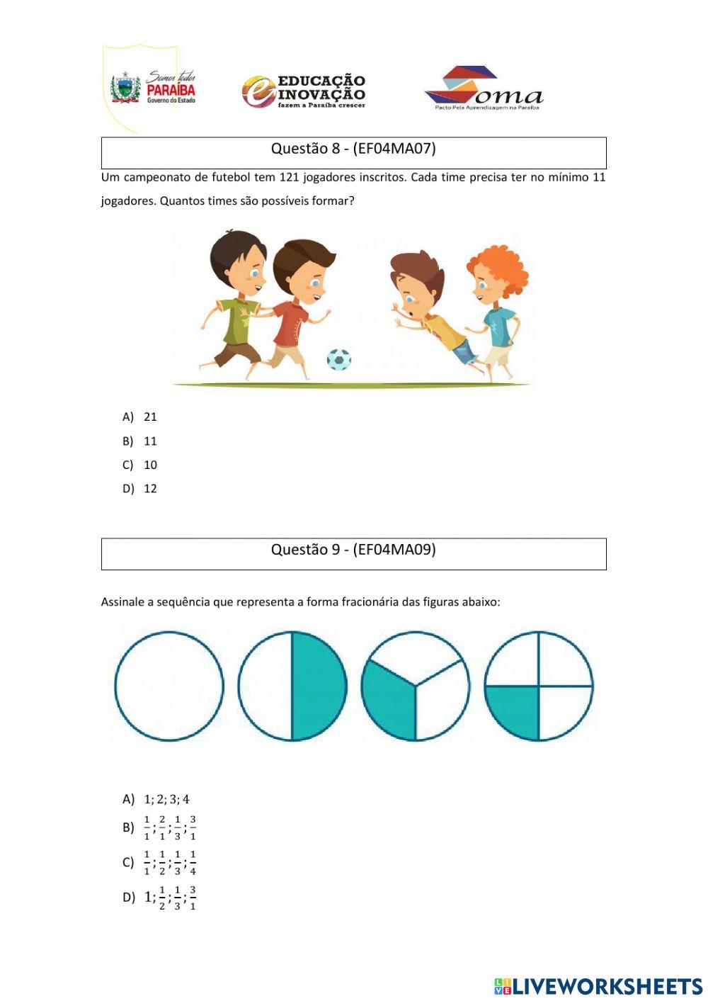 Simulado de matemática parte - 1