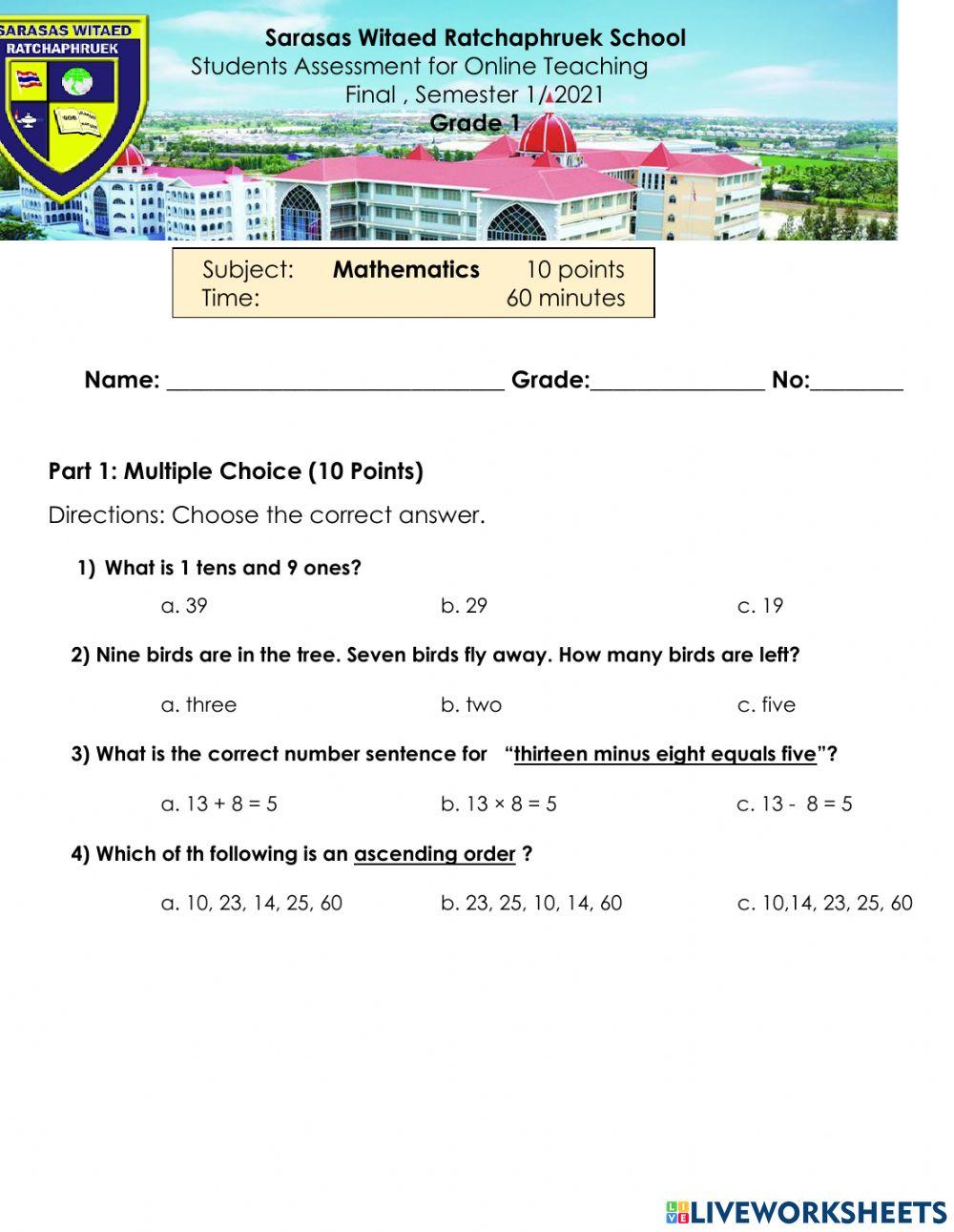 1461494 math grade1 exam edrian dionesio