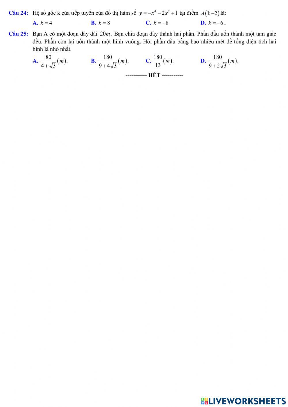 Ôn tập GT 12 - Chương 1