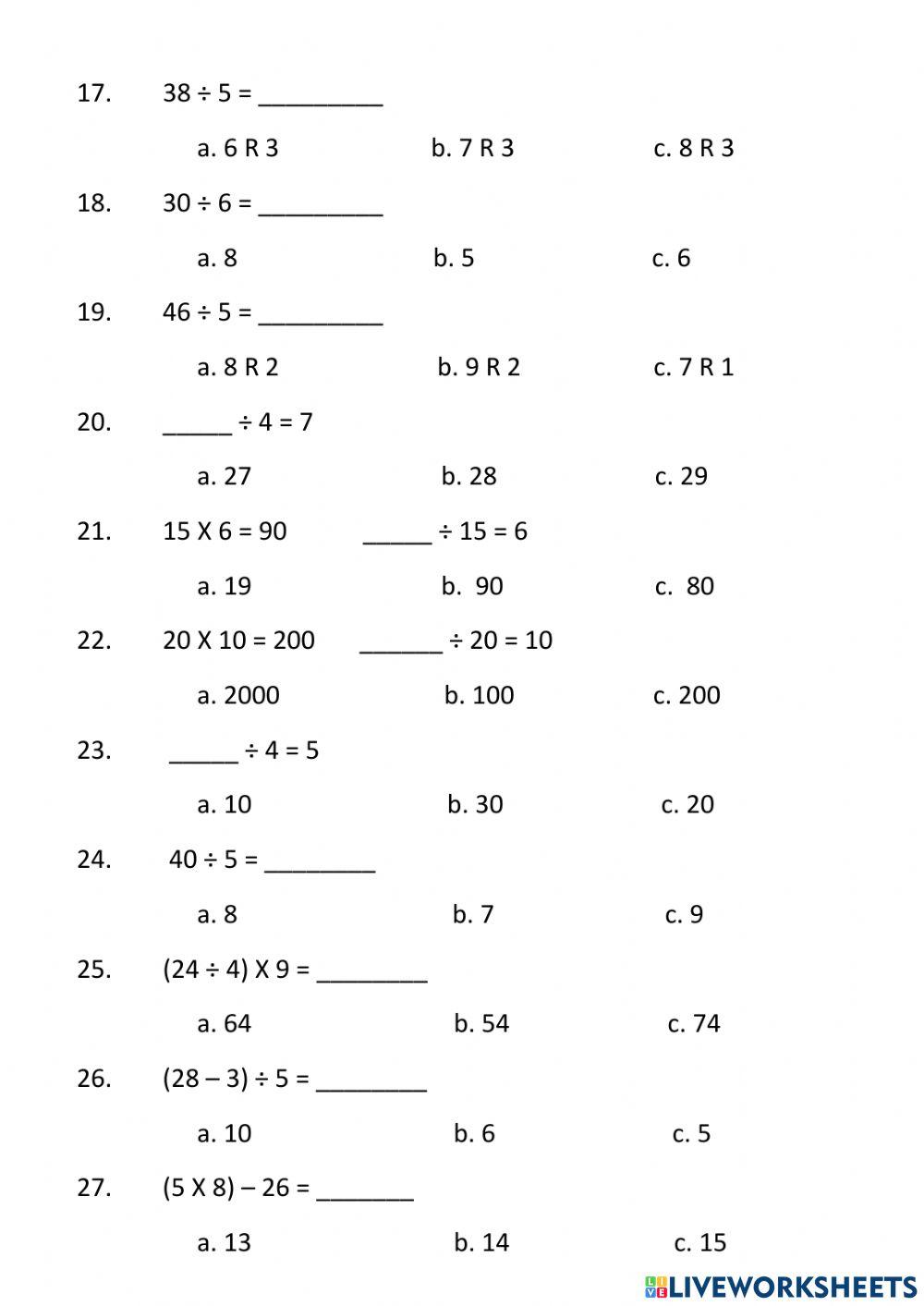 Exam of Elvis in Math 2-5