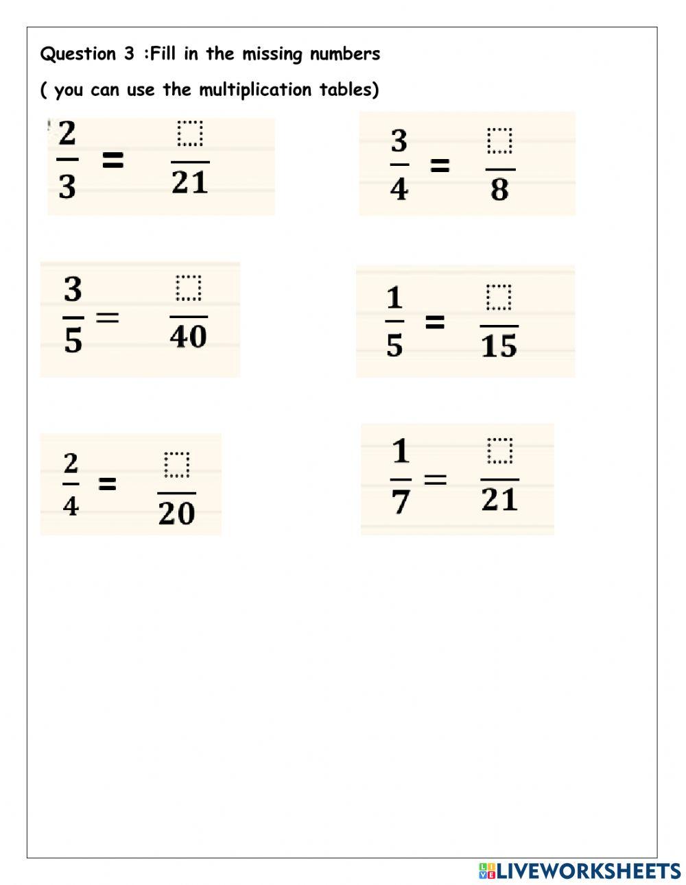 Equivalent fractions 2