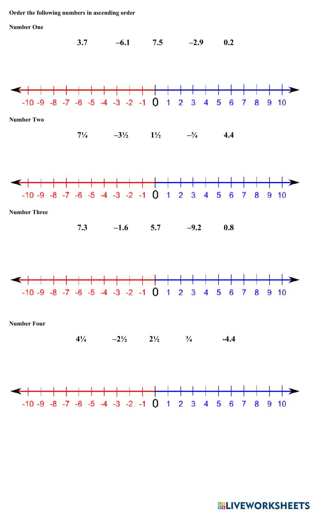 Ordering Real Numbers