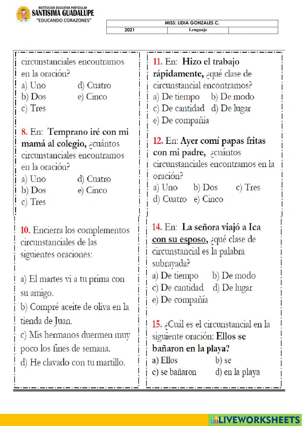 Predicado:circunstanciales