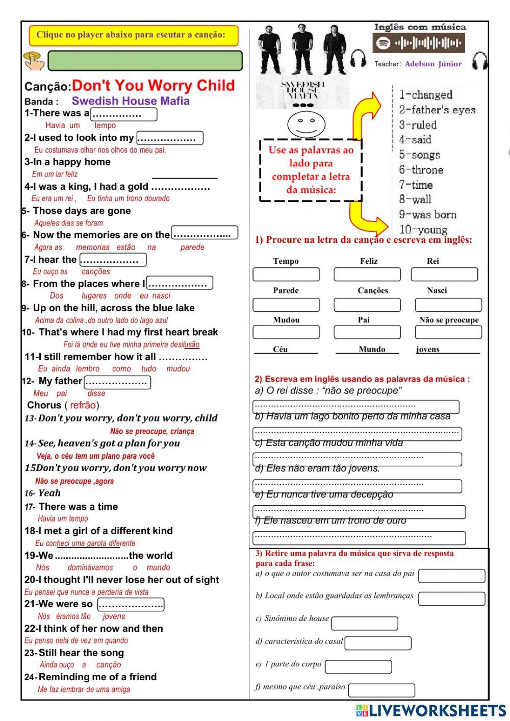 Preparação Enem e Song: Don't you worry child