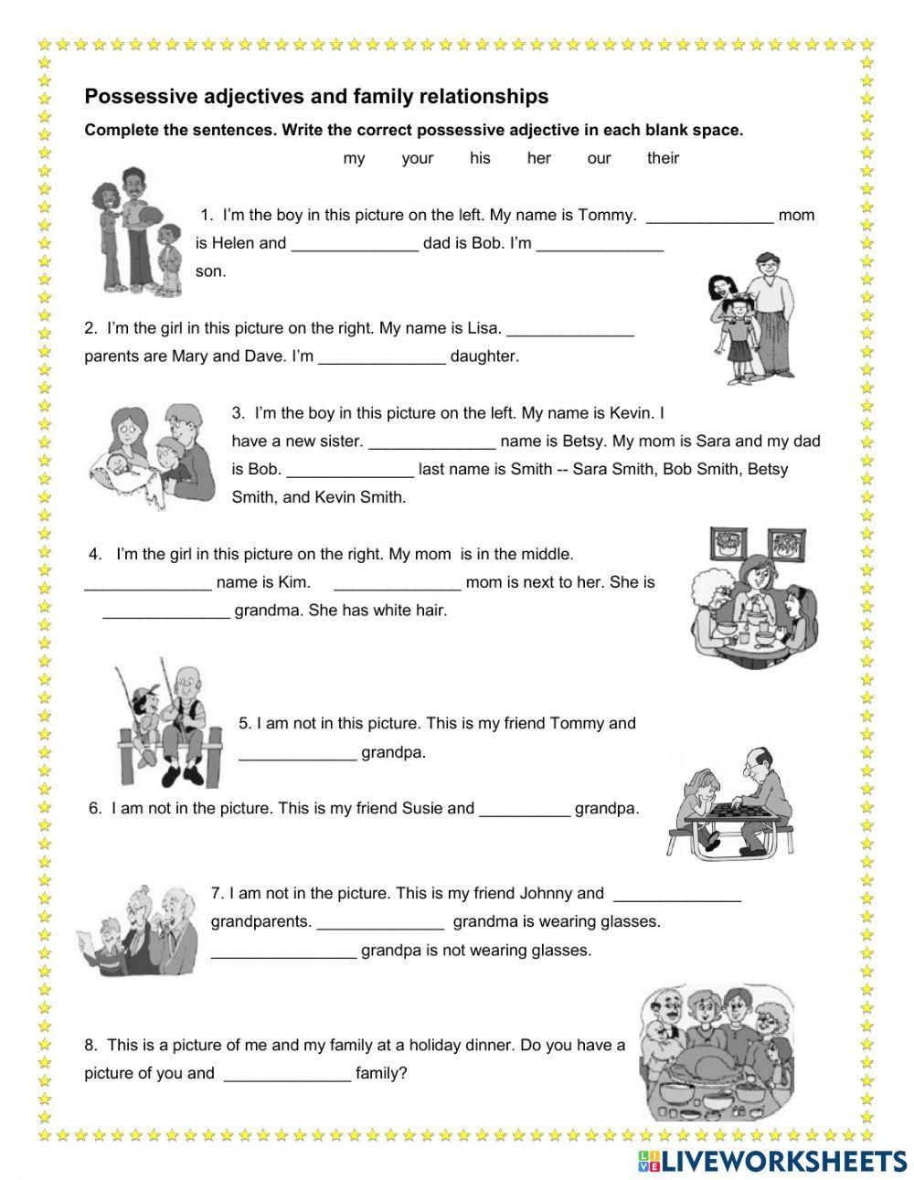 Possessive adjectives and family relationships