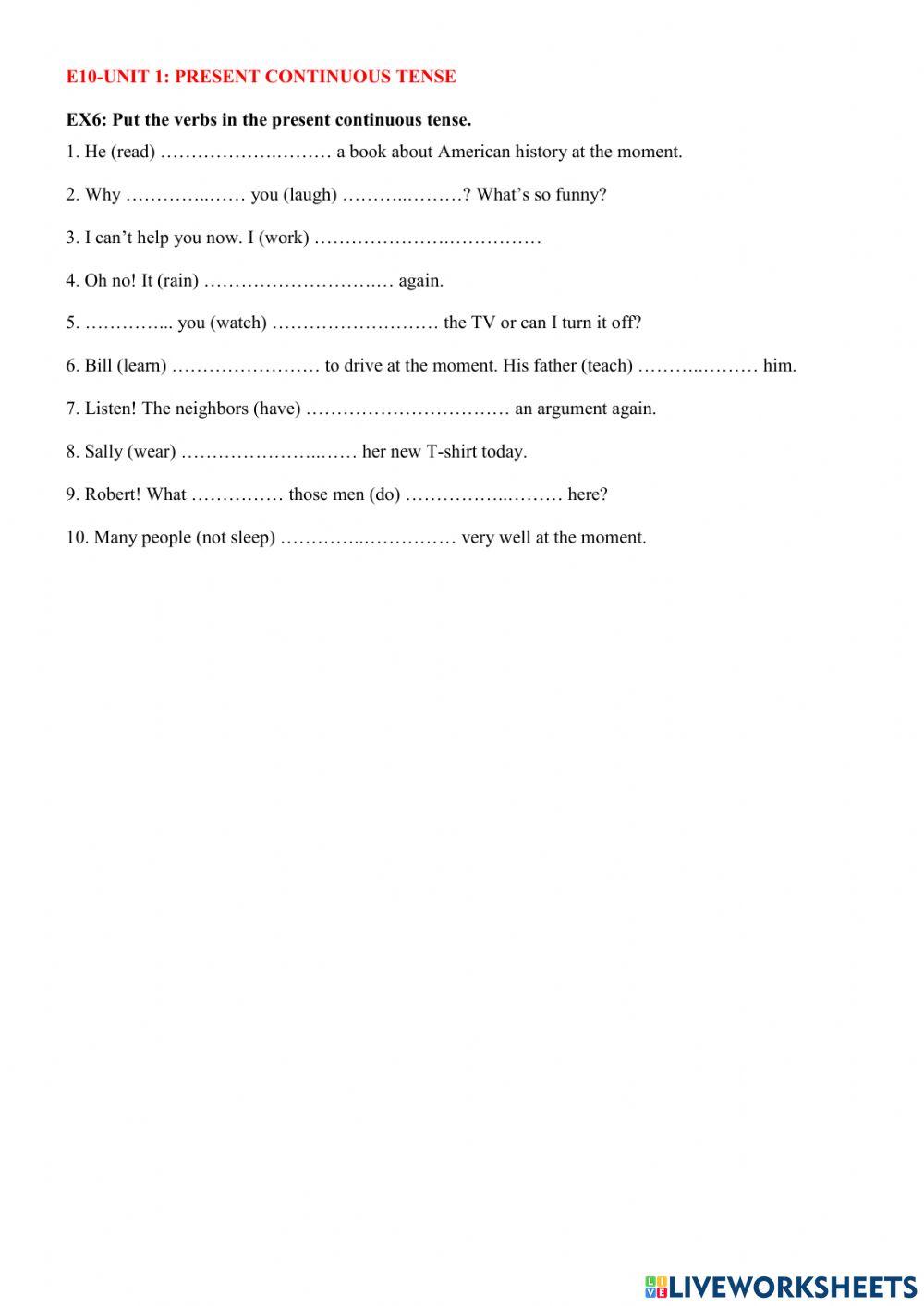 E10- present continuous