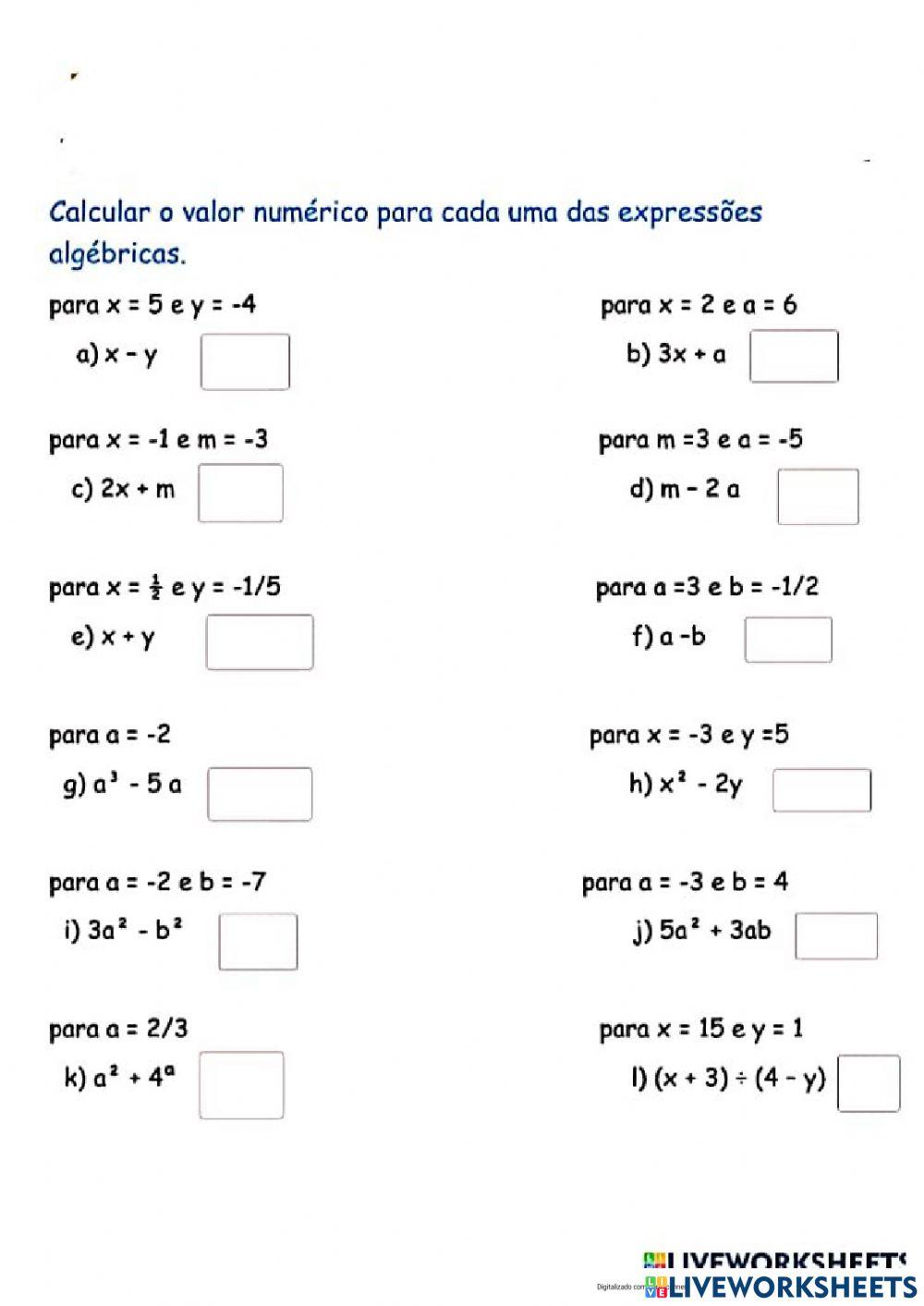 Avaliação 3ºbimestre matemática