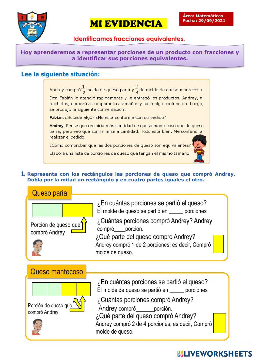 Identificamos fracciones equivalentes