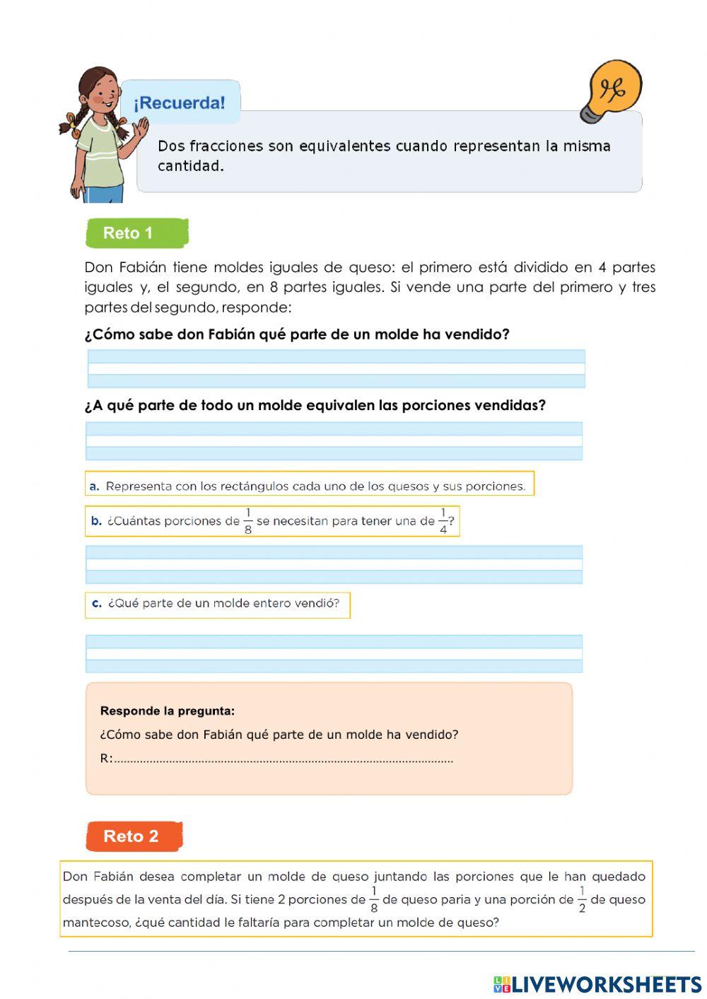 Identificamos fracciones equivalentes