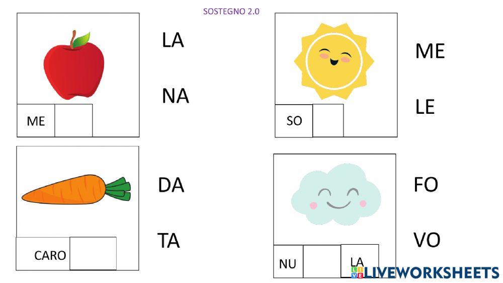 Unisci la sillaba giusta