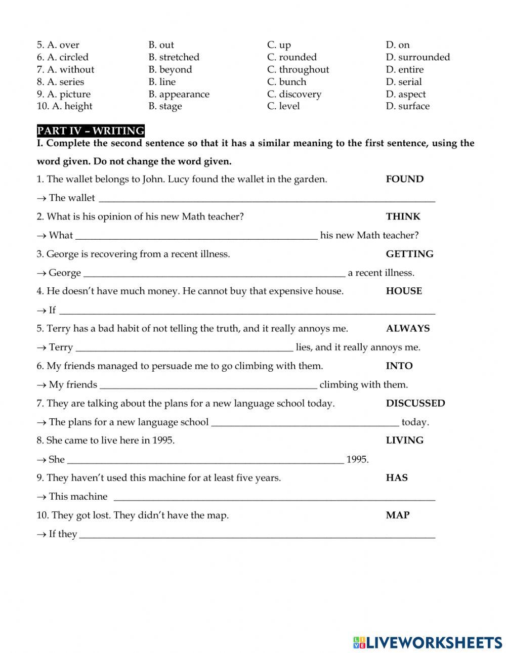 PROGRESS TEST 1… | Free Interactive Worksheets | 4229576