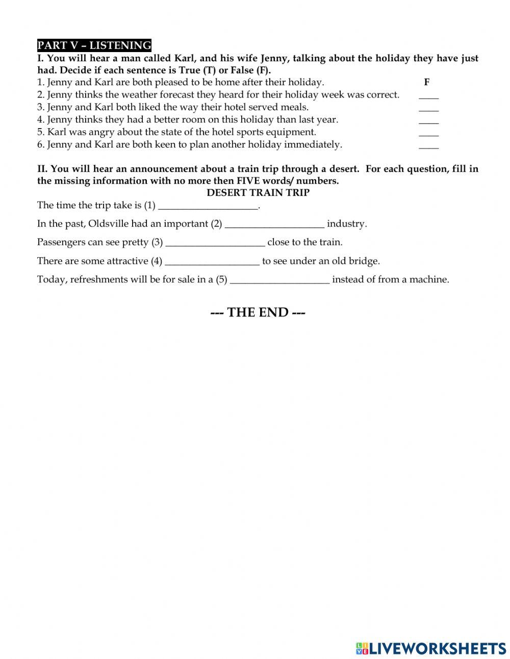 PROGRESS TEST 1… | Free Interactive Worksheets | 4229576