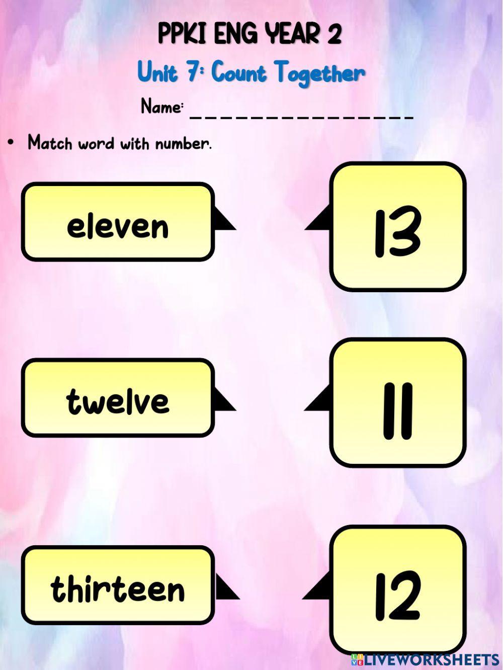 Counting Numbers 11 to 13