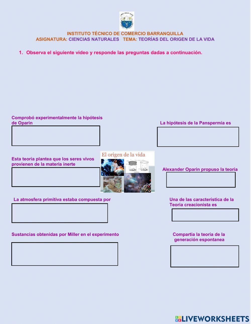 Teorías sobre el Origen de la Vida