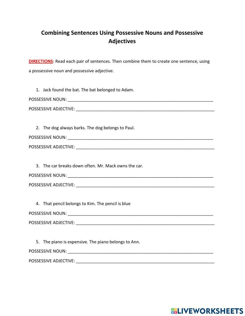 Possessive Nouns and Possessive Adjectives