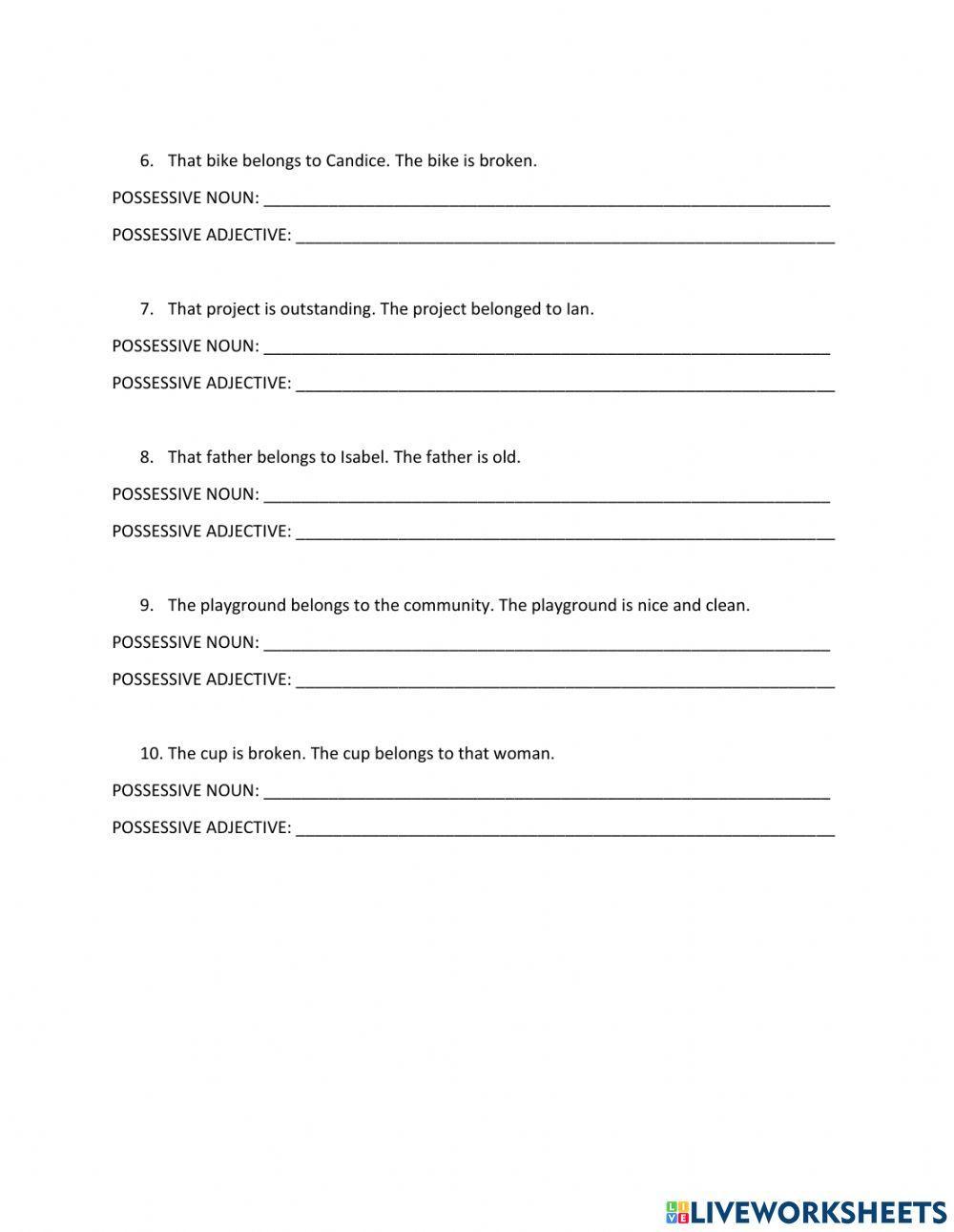 Possessive Nouns and Possessive Adjectives