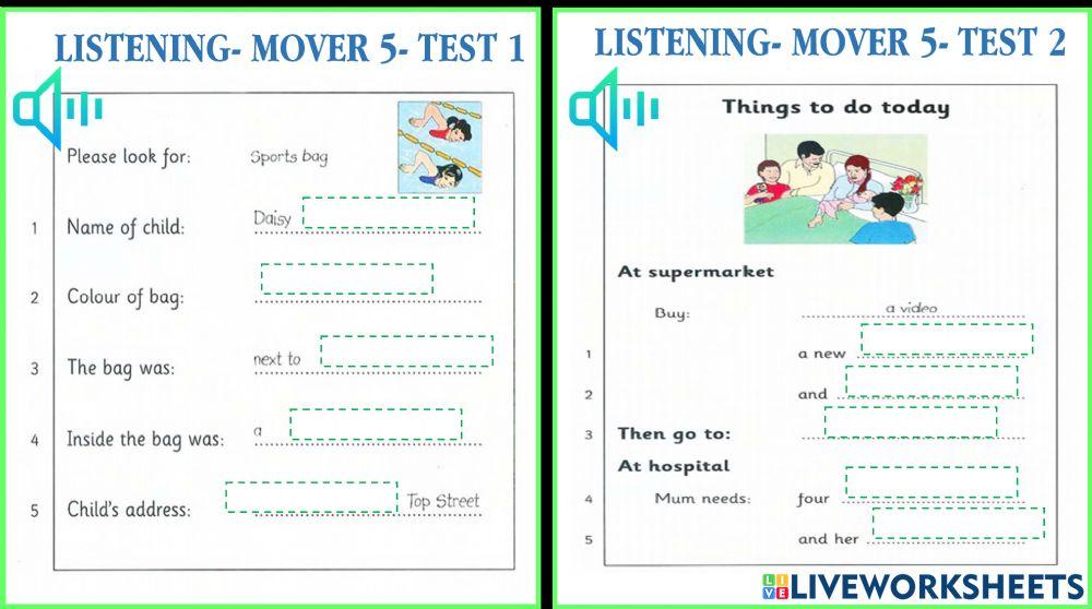Mover 5 - test 1 and 2