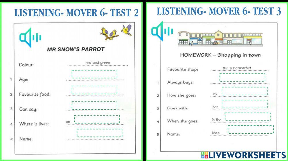Mover 6- test 2 and test 3