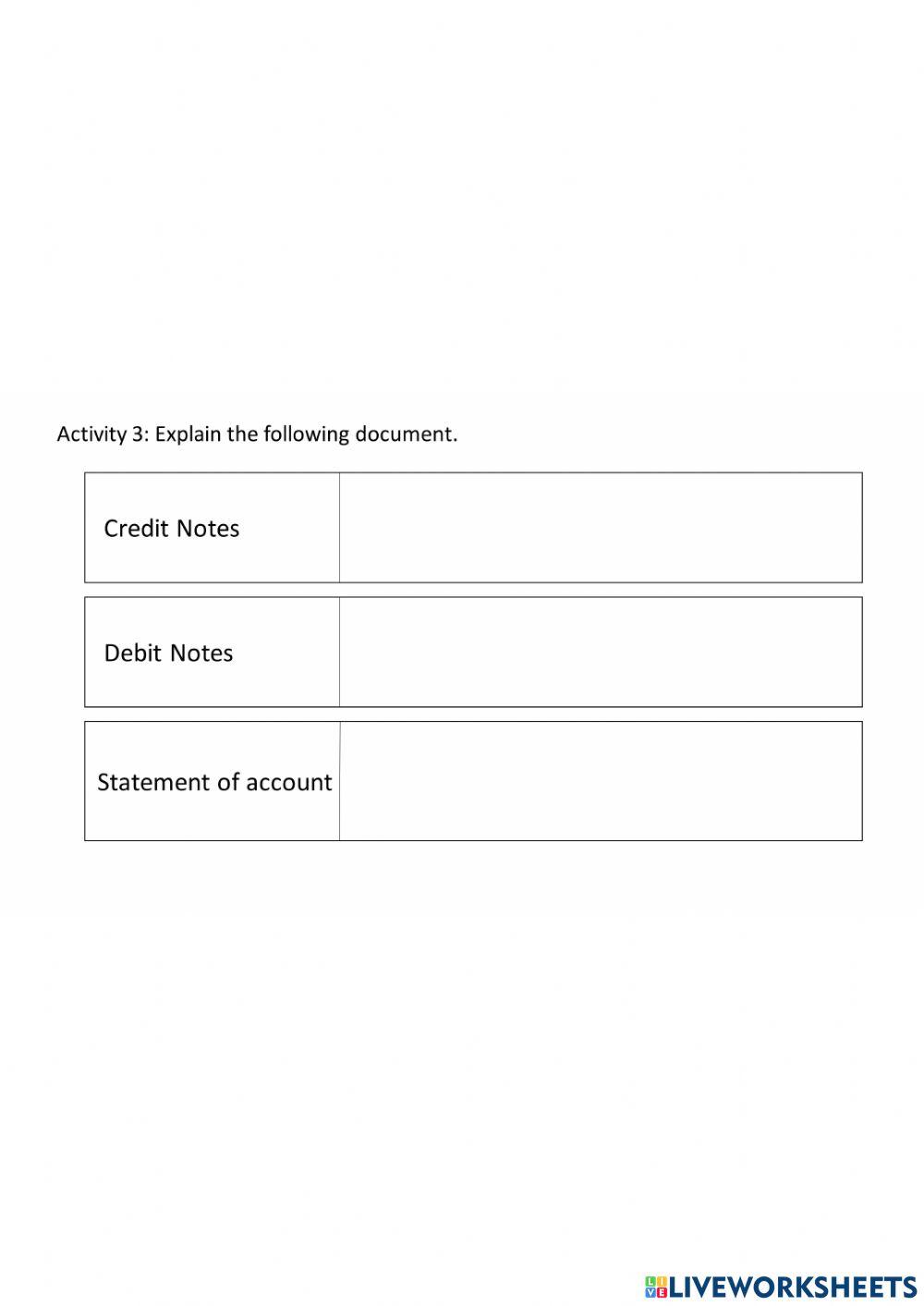 Documents of home trade Activity 3