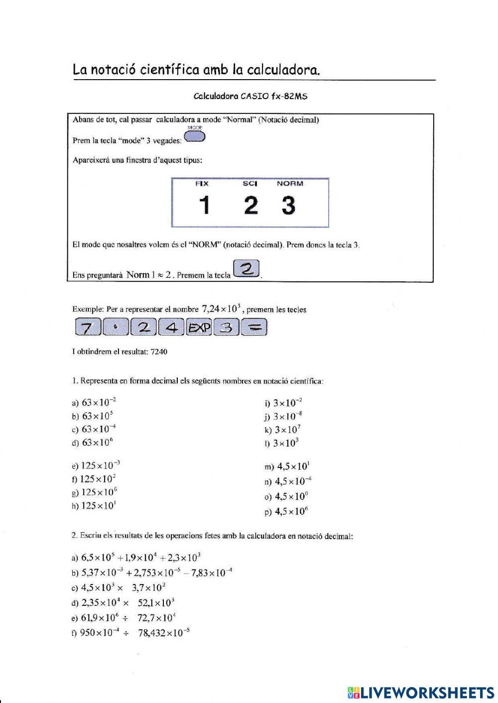 Posem la calculadora en mode normal