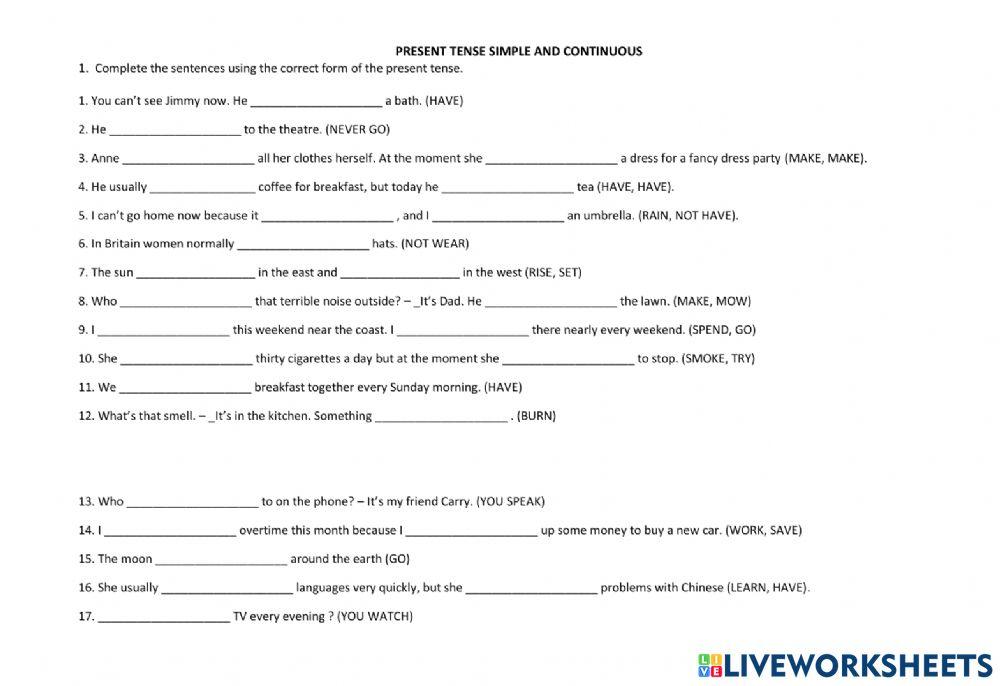 Present simple-continuous