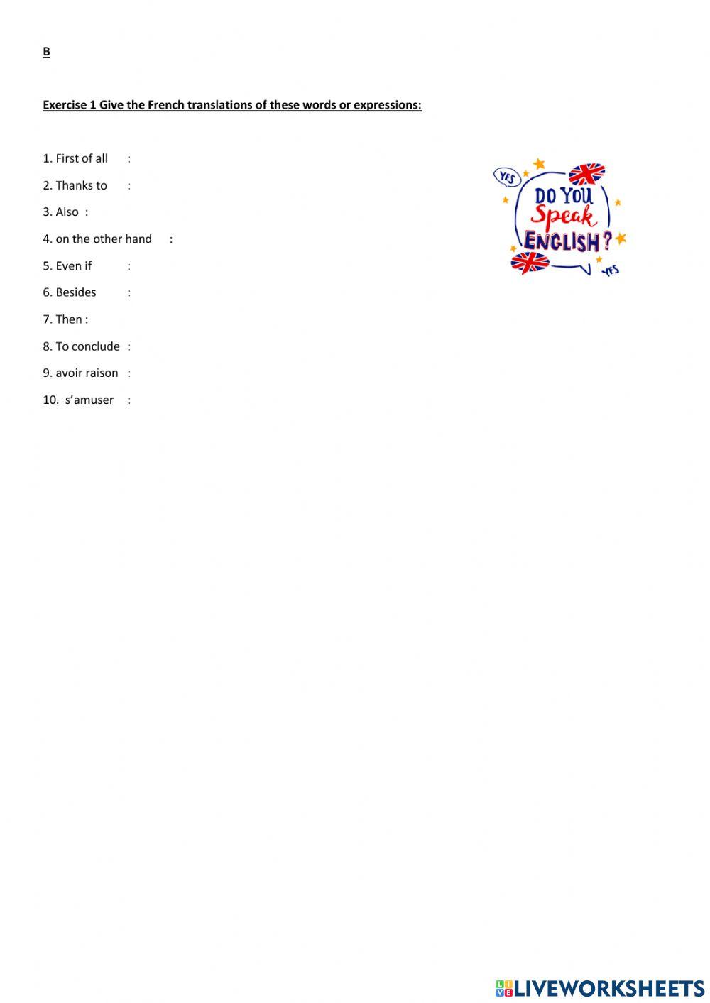 Linking words and expressions B