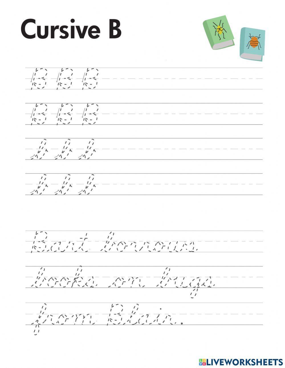 Cursive Aa and Bb Handwriting Worksheet