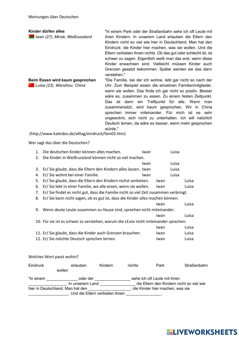 Meinungen über Deutschen