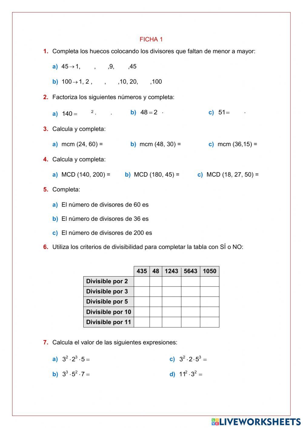 Divisibilidad 2º ESO A