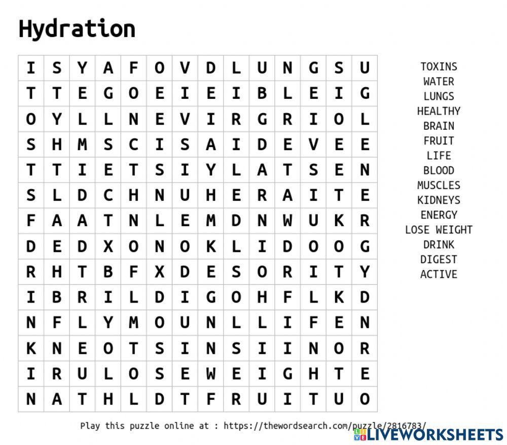 Hydration Worksheet