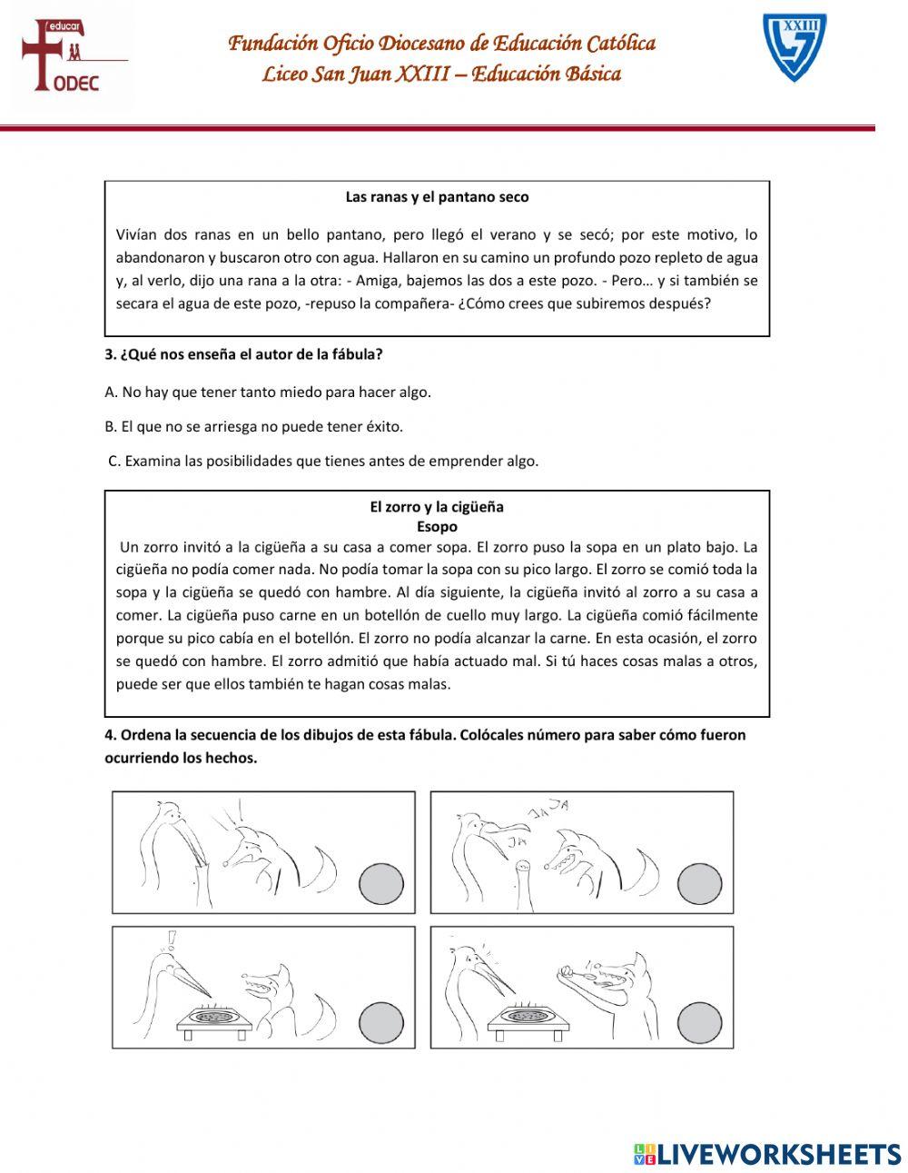 Guía Comprensión Lectora Fábula