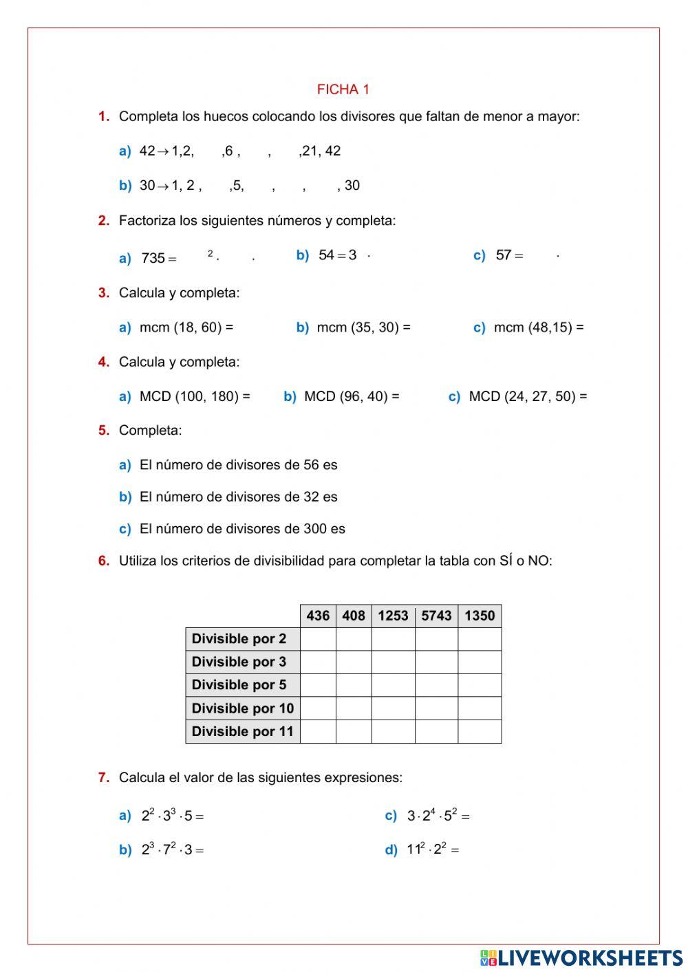Divisibilidad 2º ESO B