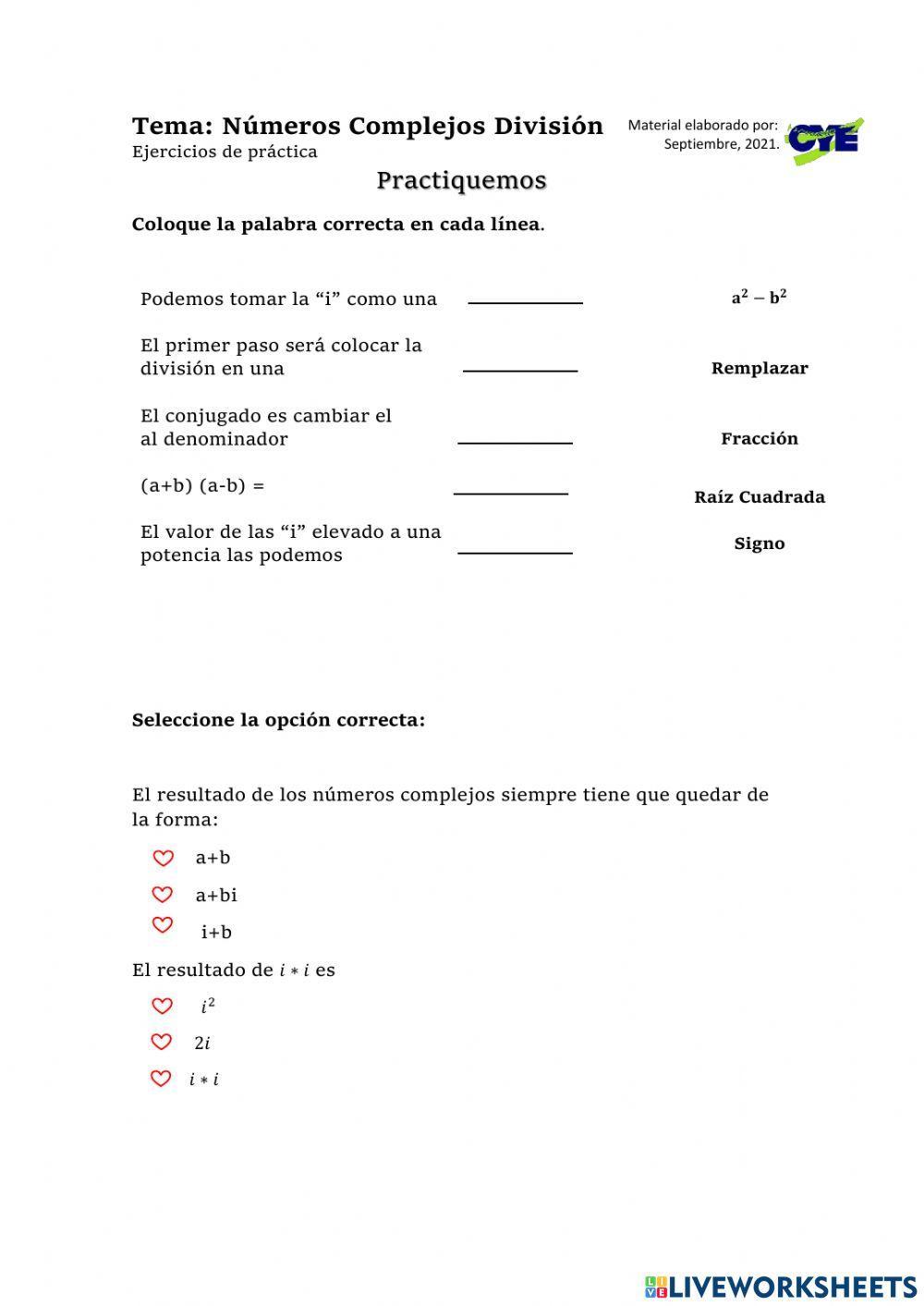 División de Números Complejos