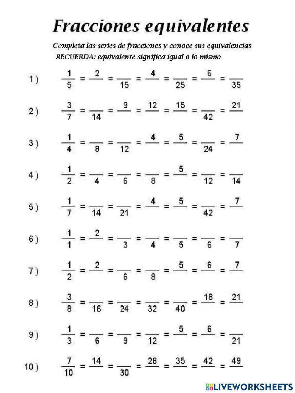 Serie de fracciones equivalentes