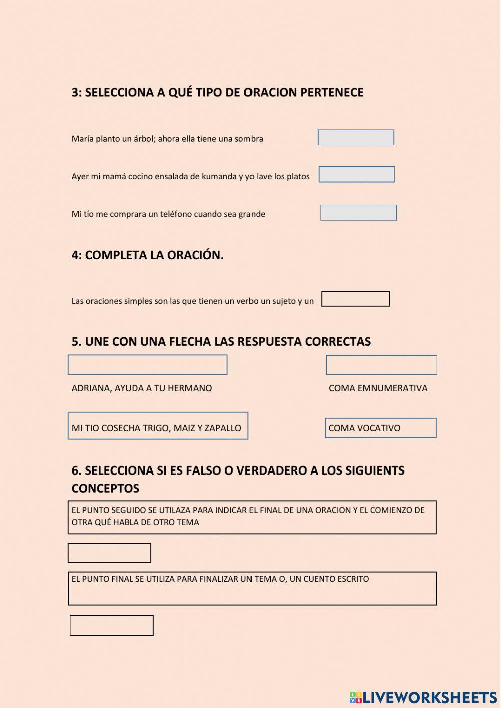 Las oraciones simples, la coma y el punto final