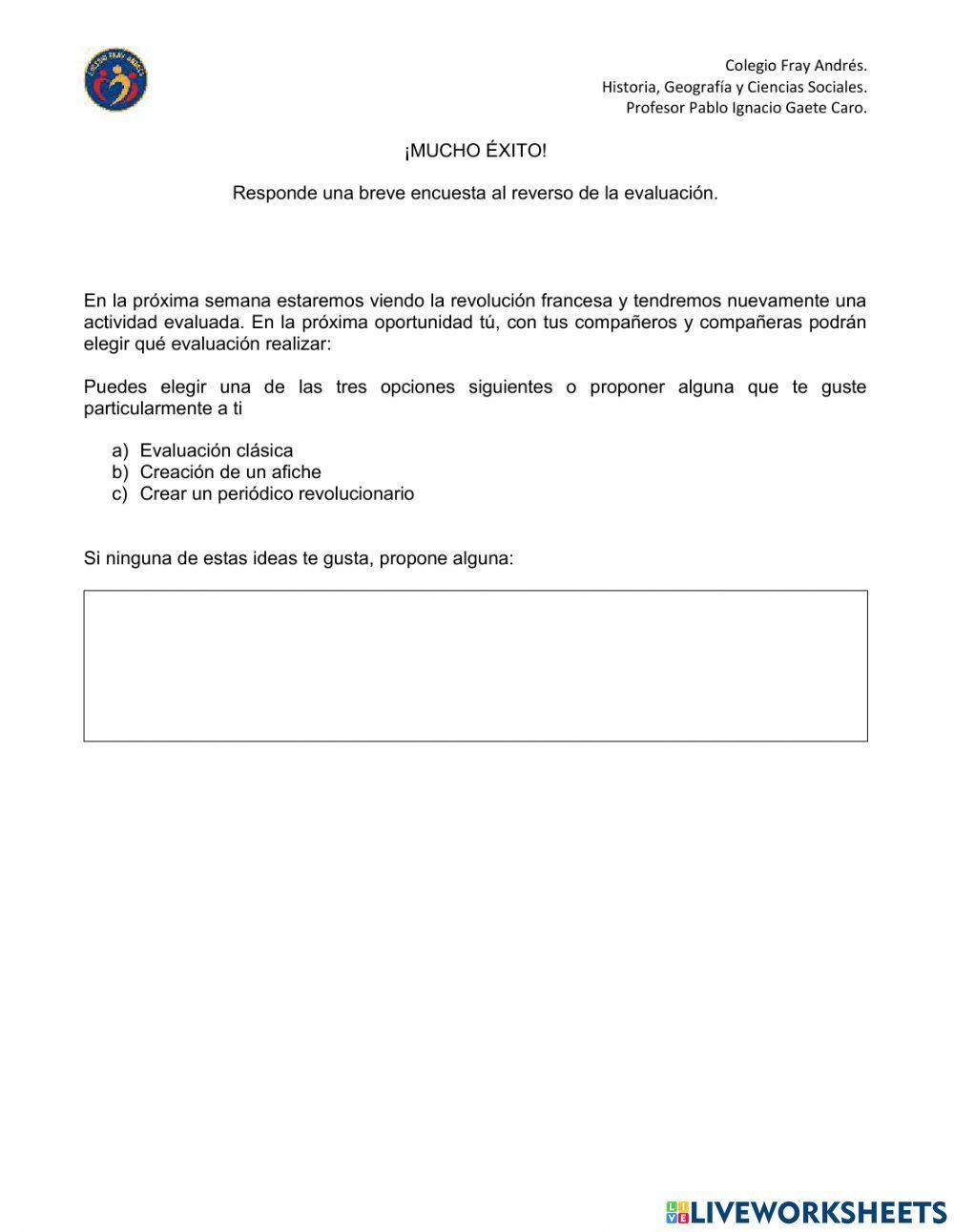 Evaluación independencia norteamericana