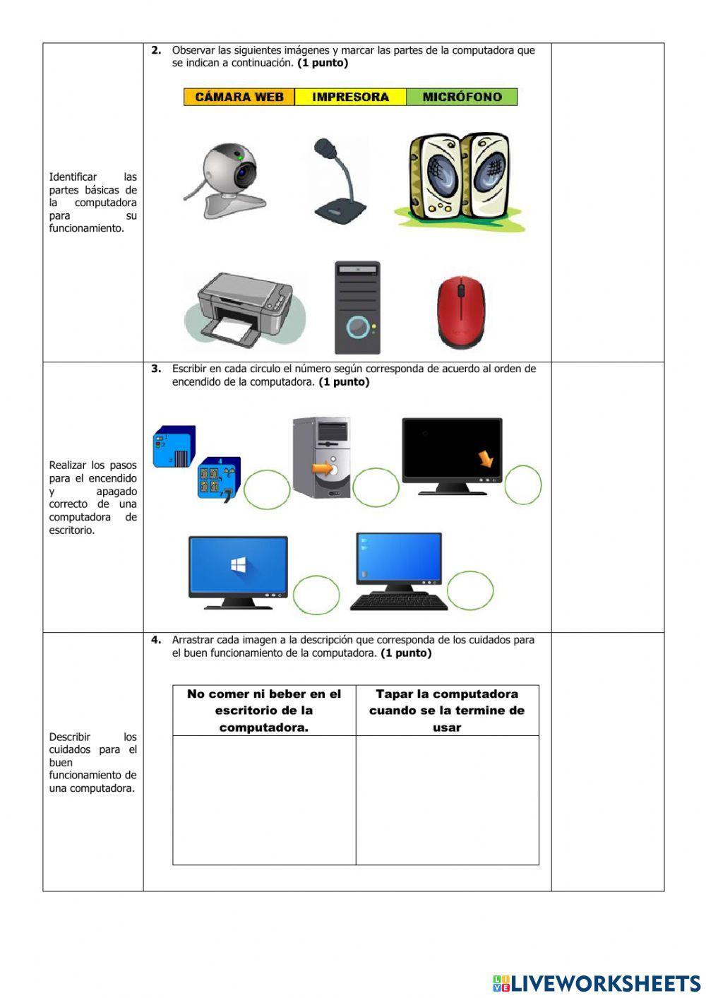 Examen del Primer Quimestre de Computación de Tercer Grado