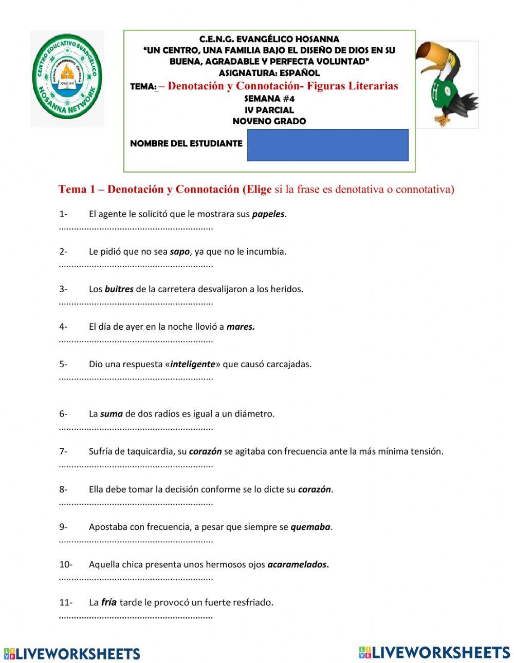 Denotación y Connotación figuras literarias