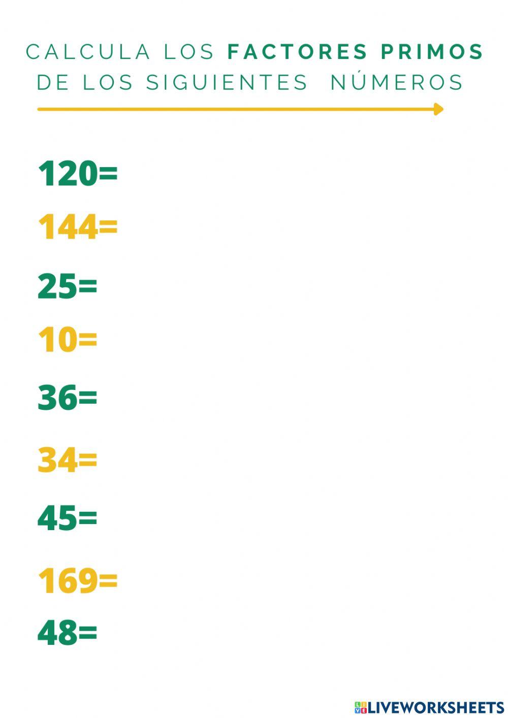 Descomponer en factores primos