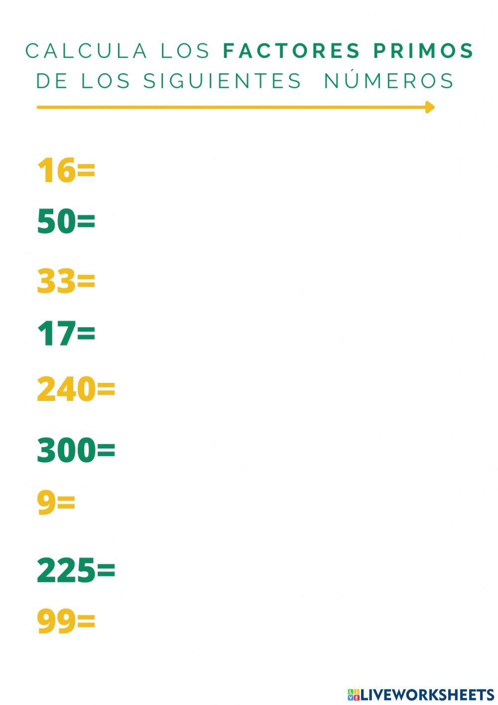 Descomponer en factores primos