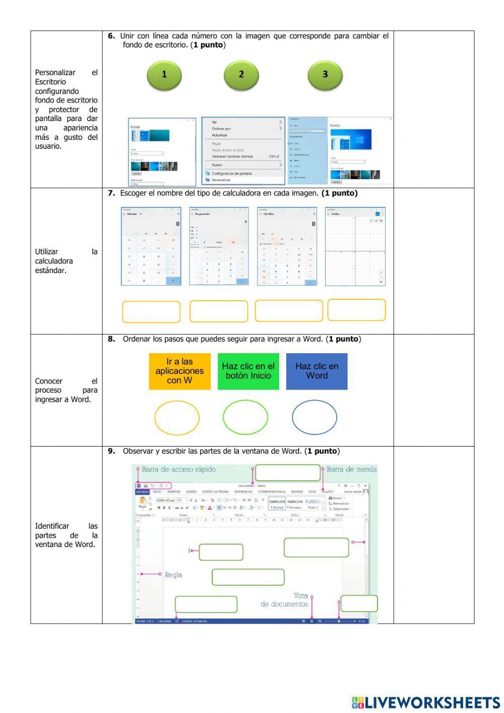 Examen del Primer Quimestre de Computación de Tercer Grado