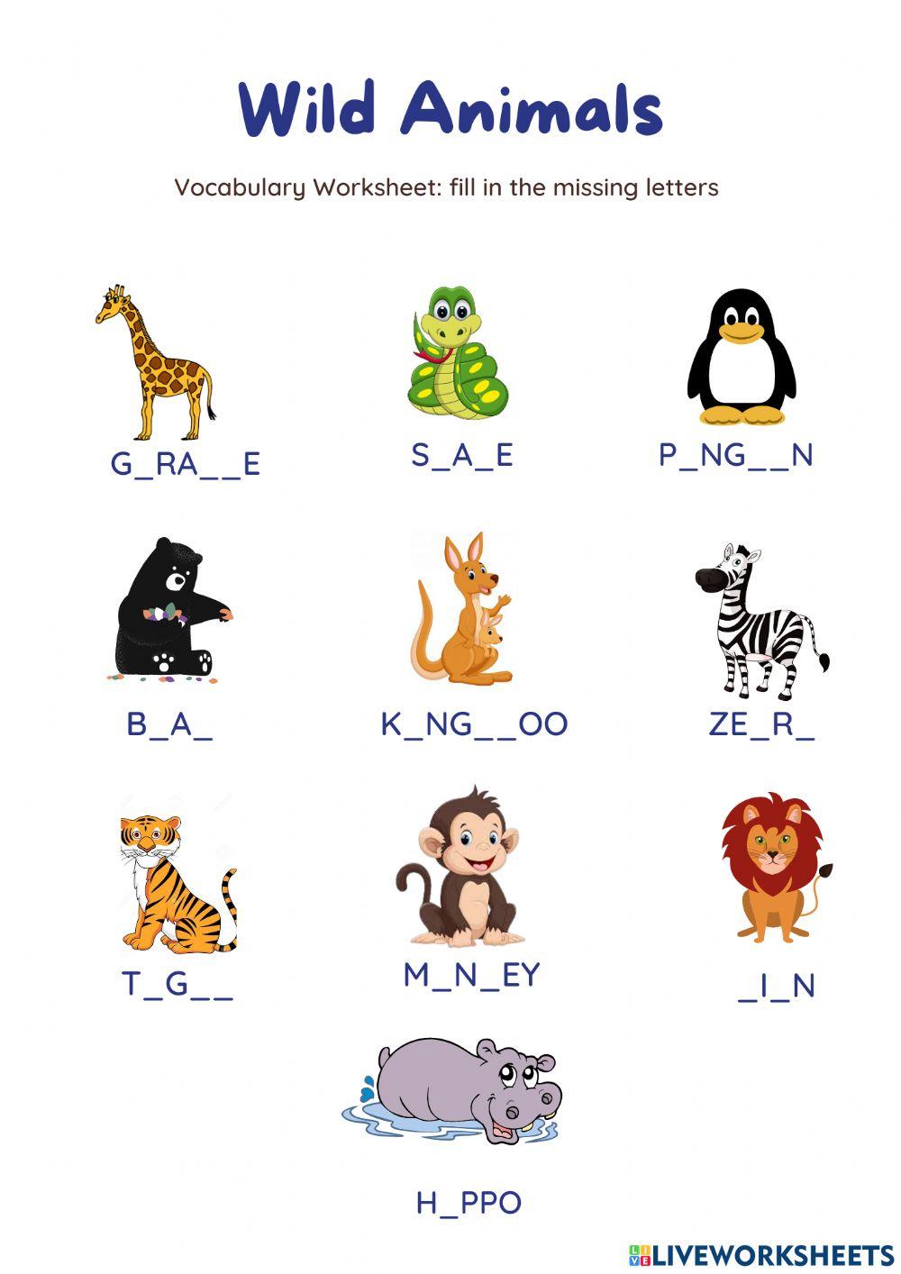 Wild animals - spelling