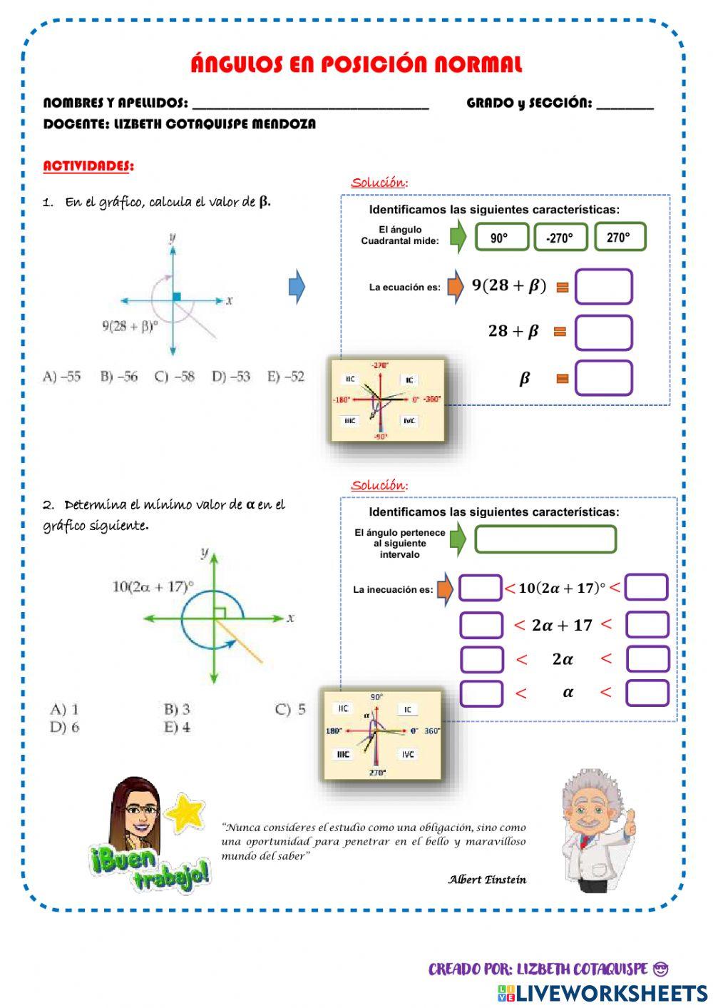 Ángulo en posición normal