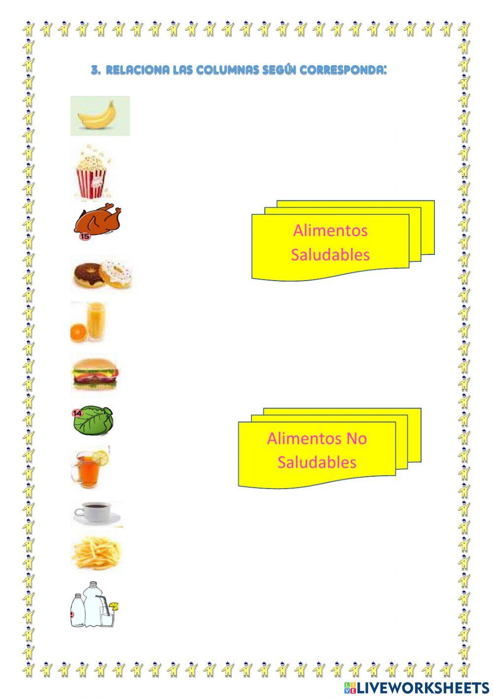Alimentos saludables y no saludables