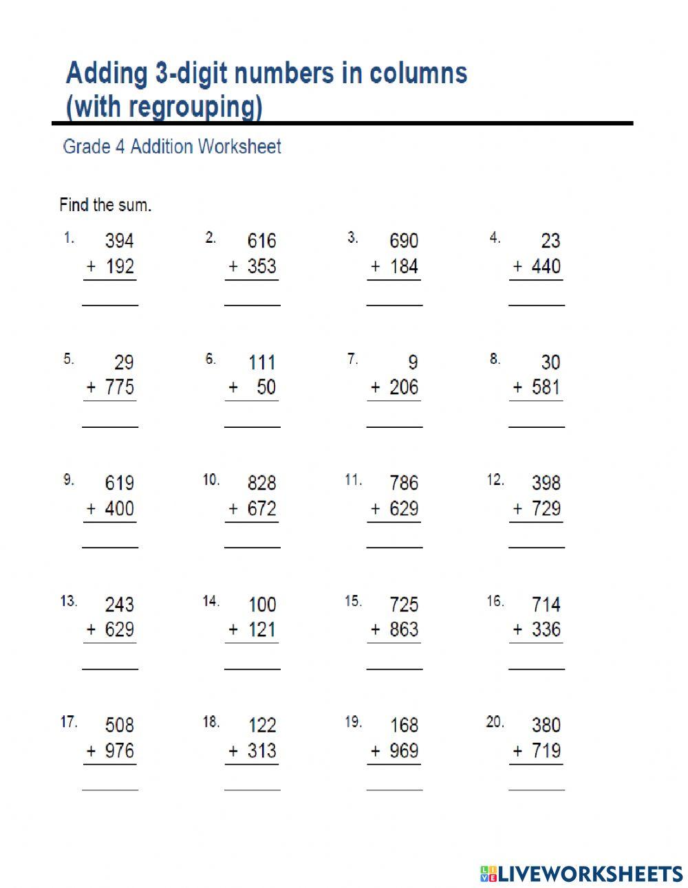 Add 3 digits with regrouping