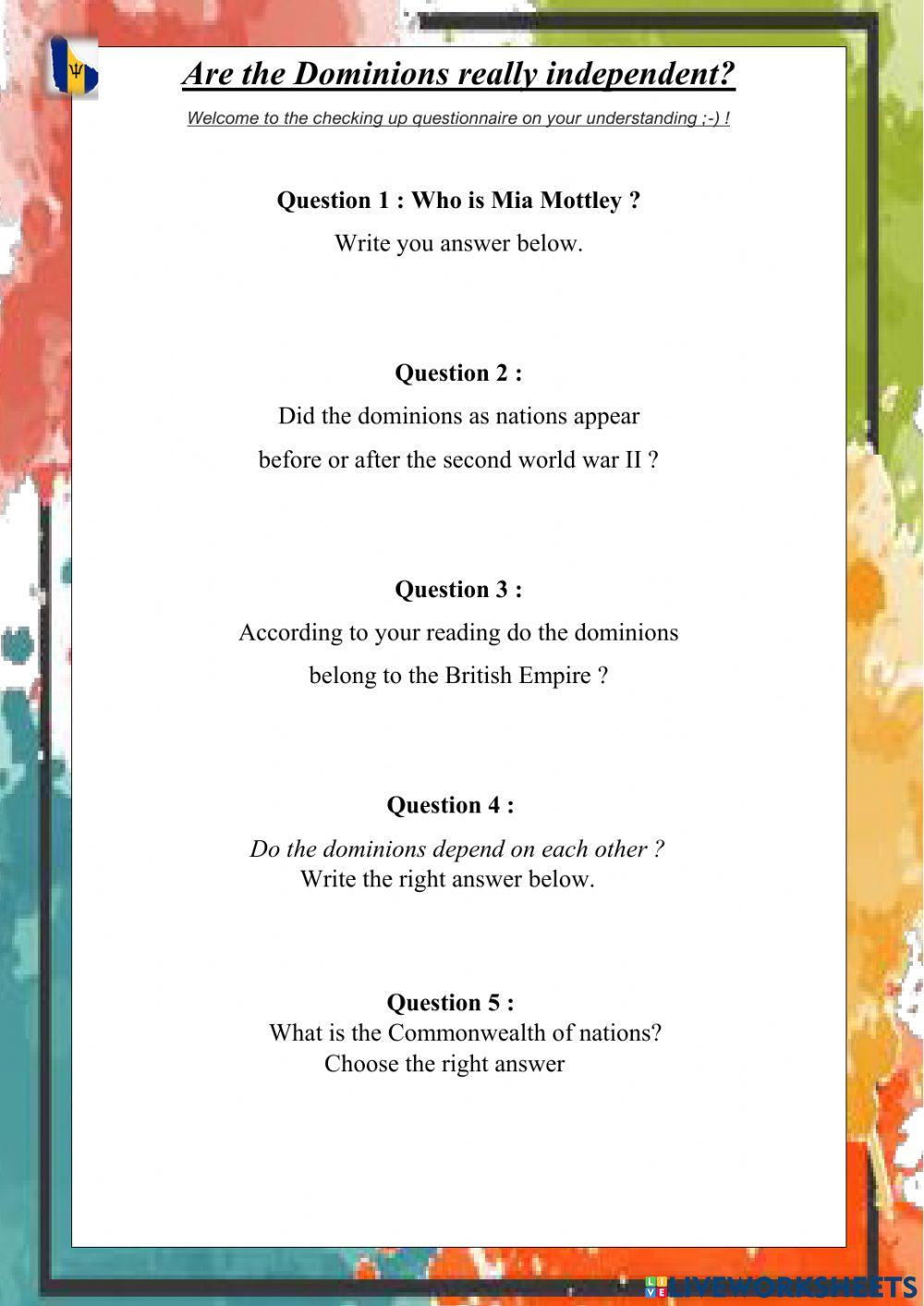 Commonwealth barbados worksheet Live Worksheets