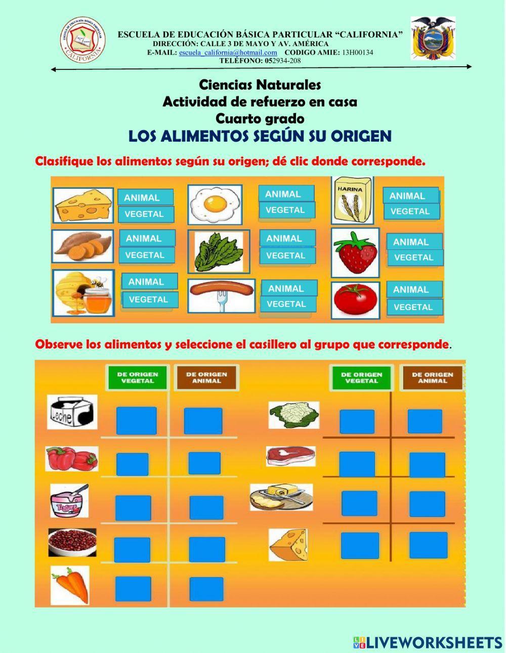 Alimentos por su origen